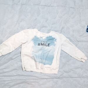Kids White and Blue Graphic Sweatshirt